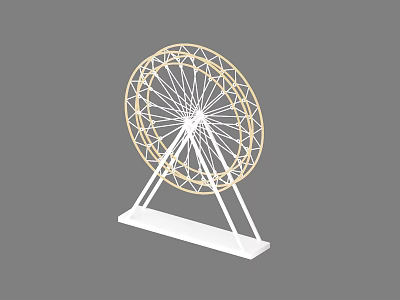 Minimalist Ferris Wheel Model With Geometric Structure White Base On Gray Background 3d model