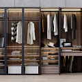 Modern Wardrobe With Glass Doors Hanging Clothes Drawers And Shelves