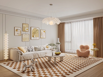 Modern Cream Style Living Room model