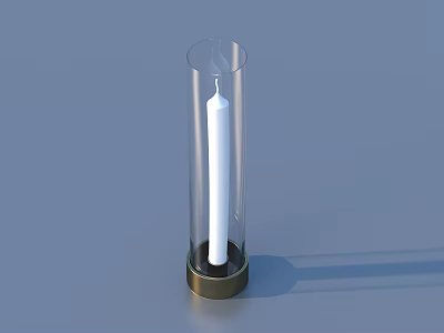 Transparent Glass Candle Holder With White Candle And Gold Base For Home Decor 3d model