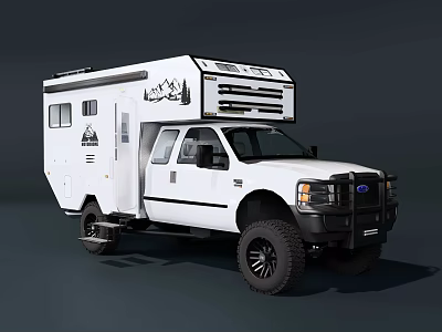White Functional Off Road Camping Vehicle With Large Tires And Cabin 3d model
