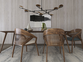 Modern Dining Table and Chair Combination Dining Table and Chair 3d model