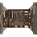 Modern Walk in Closet Design With Hanging Clothes Shelves And Storage Drawers
