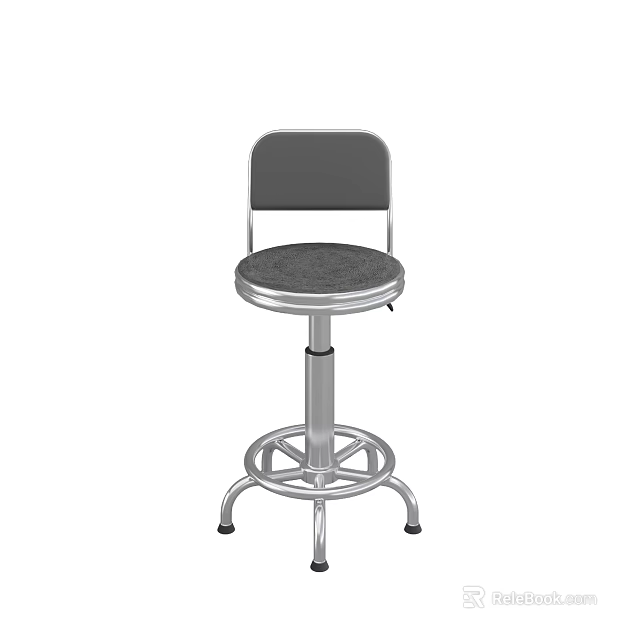 Height Adjustable Bar Stool With Padded Seat Metal Frame And Round Base 3d model