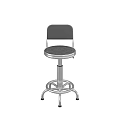 Height Adjustable Bar Stool With Padded Seat Metal Frame And Round Base 3d model