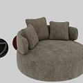 Black And White Abstract Line Pattern Circular Single Seater Sofa With Multiple Cushions 3d model