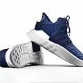 Stylish Blue Lace Up Sneakers With White Sole And Stripes