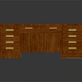 Traditional Wooden Office Desk With Brown Top And Gold Handle Drawers