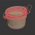 Silver Metal Canister With Clasp Lid And Red Rubber Seal On Dark Background