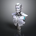 Futuristic Robot Bust With Metallic Body Blue Eyes And Glowing Tech Elements 3d model