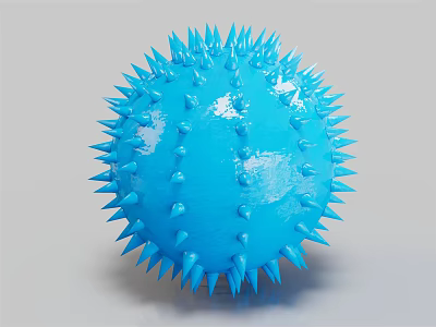 Round Blue Spiky Decorative Ball With Shiny Surface And Pointed Protrusions 3d model