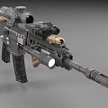 Tactical Rifle With Optical Scope Tactical Flashlight And Modern Military Design
