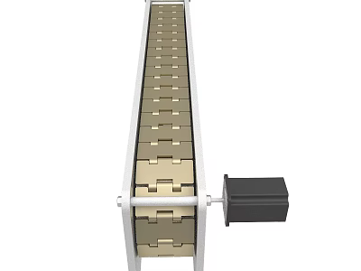 Industrial Conveyor Belt System With Metal Frame And Chain Links Drive Unit 3d model