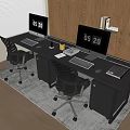 Solid Wood Desk Swivel Chair Apple Desktop Computer Mouse Keyboard 3d model