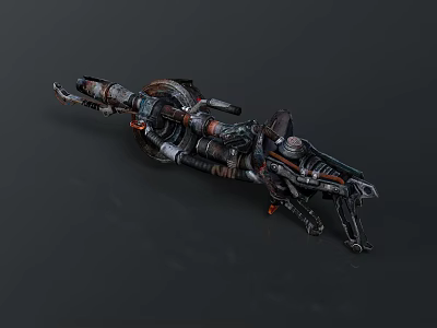 Futuristic Sci Fi Mechanical Device With Complex Metal Structure Pipes Gears And Glowing Orange Components 3d model