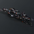 Futuristic Sci Fi Mechanical Device With Complex Metal Structure Pipes Gears And Glowing Orange Components