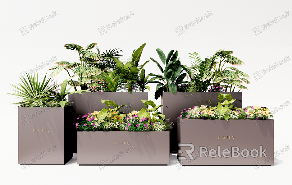 modern flower box plant potted flower bed flower box model