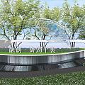 Modern landscape sketch curve special-shaped landscape wall entrance waterscape landscape overlapping water drop 3d model