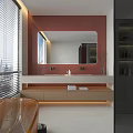 Modern Bathroom Interior Design With Large Mirror Double Sink Vanity Bathtub And Window Blinds