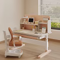 Kids Learning Desk With Pink White Design Shelves Tablet Stationery And Chair