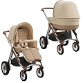 Luxury Baby Stroller With Beige Brown Car Seat And Comfortable Seat Unit