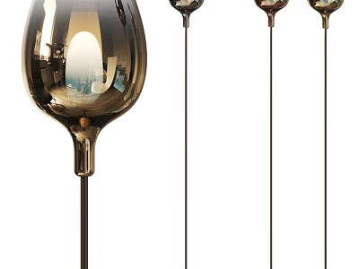 Modern Elegant Floor Lamp With Metallic Spherical Shade And Slender Black Stand 3d model