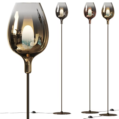 Modern Elegant Floor Lamp With Metallic Spherical Shade And Slender Black Stand 3d model
