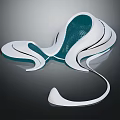 Futuristic Architectural Structure With Streamlined White Exterior And Teal Mesh Interior In Modern Curved Design