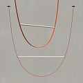 Modern Red Curved Chandelier With White Hanging Rods For Interior Design