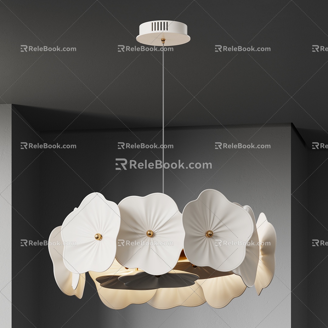 Modern Chandelier Light Luxury Minimalist Cream Style 3d model