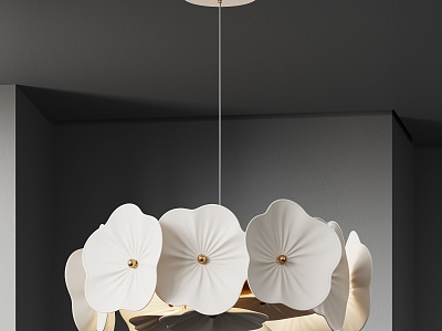 Modern Chandelier Light Luxury Minimalist Cream Style 3d model