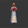 Yellow Long Dress With Red Stripes Ornate Headpiece And Sandals For Traditional Attire