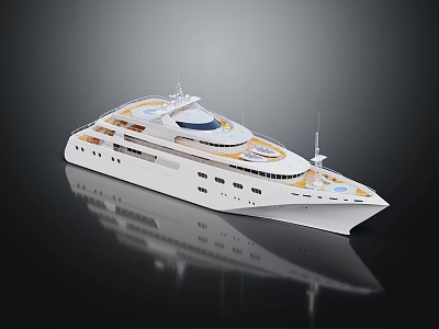 Stunning White Luxury Yacht Showcasing Multiple Decks And Calm Water Reflection 3d model