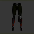 Futuristic Character Legs With Red Silver Mechanical Components And Dark Green Pants 3d model
