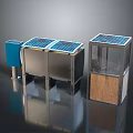 Stylish Modern Household Appliances With Stainless Steel Bodies And Wooden Accents