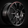 Premium Car Tire Featuring Black Glossy Rim With Red Accent And Sporty Multi Spoke Design