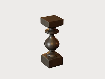 Modern Dark Colored Footstool With Square Top Spherical Middle And Square Base 3d model
