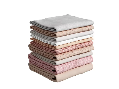 Neatly Stacked Clothes In Gray Beige Pink With Soft Textured Fabrics And Various Tones 3d model