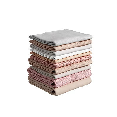 Neatly Stacked Clothes In Gray Beige Pink With Soft Textured Fabrics And Various Tones 3d model