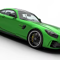 Green Mercedes AMG Sports Car With Sleek Design And Rear Spoiler