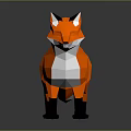 Low Poly Style Orange Fox Game Movie Character With White Underbelly Black Legs And Ears