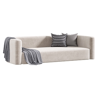 Modern Luxury Tight Curve Back Velvet Sofa 3d model