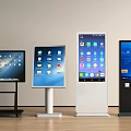 Modern All in One Kiosks with Different Floor Stand Designs and Interactive Touchscreen Displays