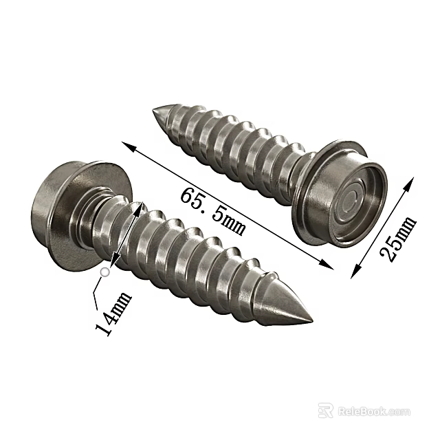 Hardware Tools Metal Threaded Screws With Size Markings 65.5mm 25mm 14mm 3d model 