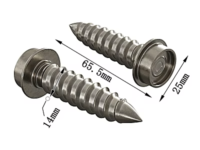 Hardware Tools Metal Threaded Screws With Size Markings 65.5mm 25mm 14mm 3d model
