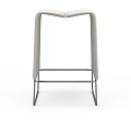 Modern Stylish Stool With Gray Upholstered Seat And Metal Frame Design