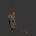 Fantasy Armored Rodent Like Creature With Spear And Warrior Attire