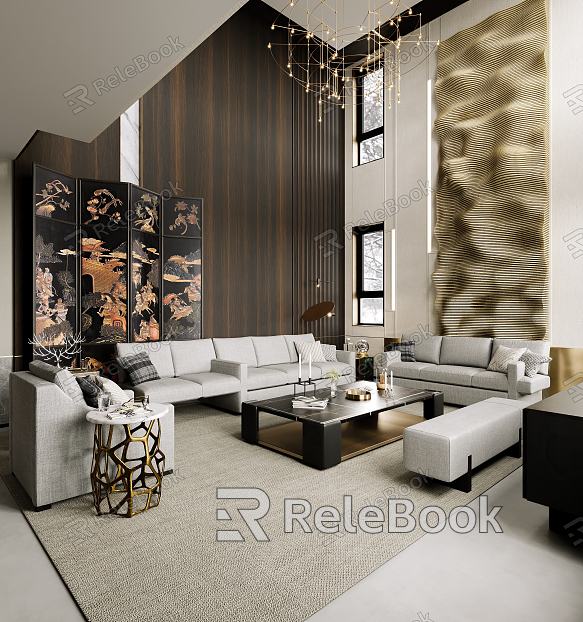 Modern Duplex Living Room Living Room Meeting Area Sofa Villa Living Room model