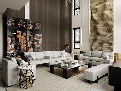 Modern Duplex Living Room Living Room Meeting Area Sofa Villa Living Room model