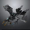 Futuristic Mechanical Eagle Character With Metallic Wings Blue Glowing Elements And Orange Talons